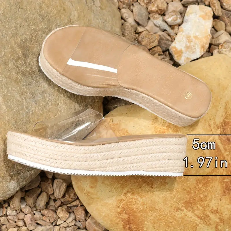 Ayumiya – Espadrille-Plateausandalen mit transparentem Riemen