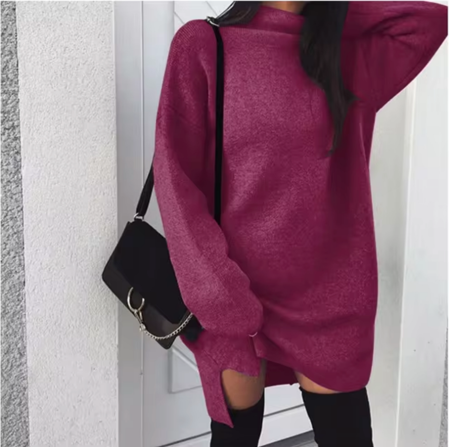 Bezy – Lockeres Strickkleid mit Rollkragen