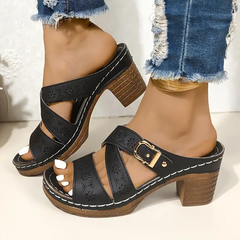 Nalira – Stilvolle Leder-Komfortsandalen mit Cut-Outs