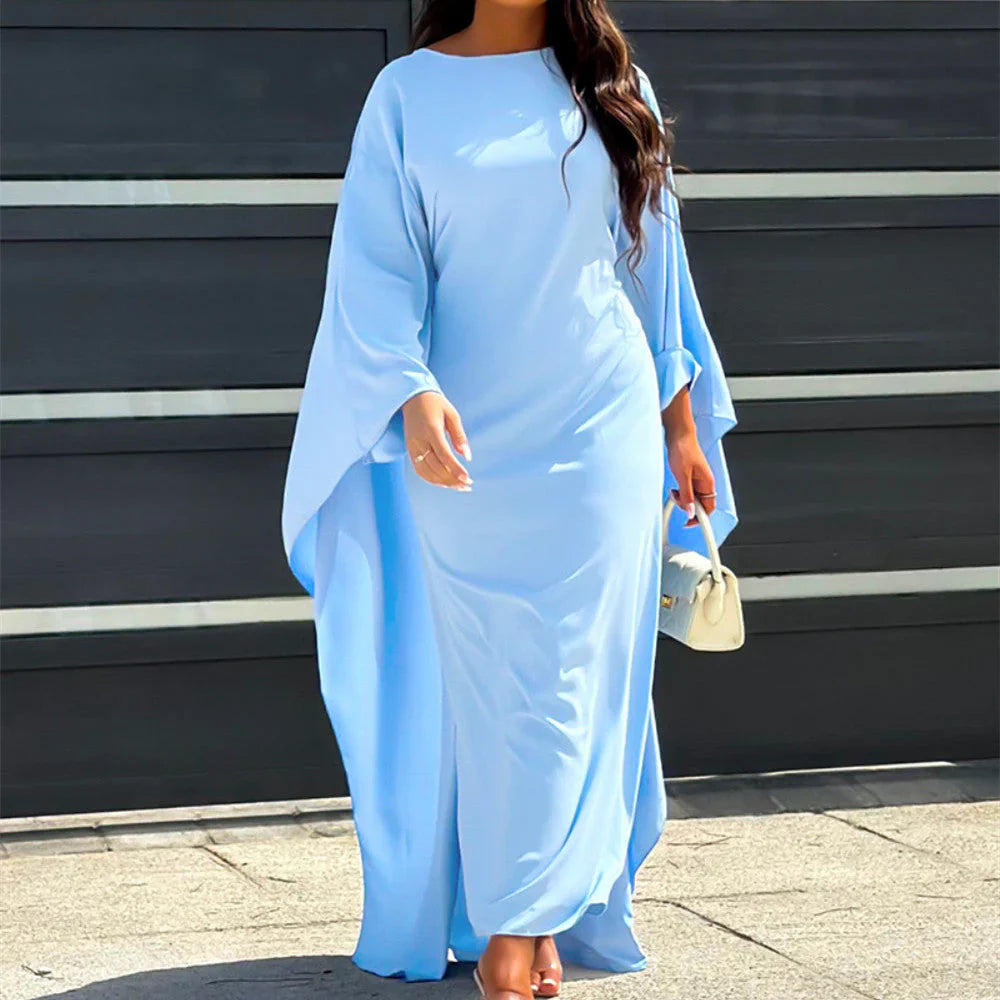 Ploning – Elegantes Satin-Kaftan-Maxikleid