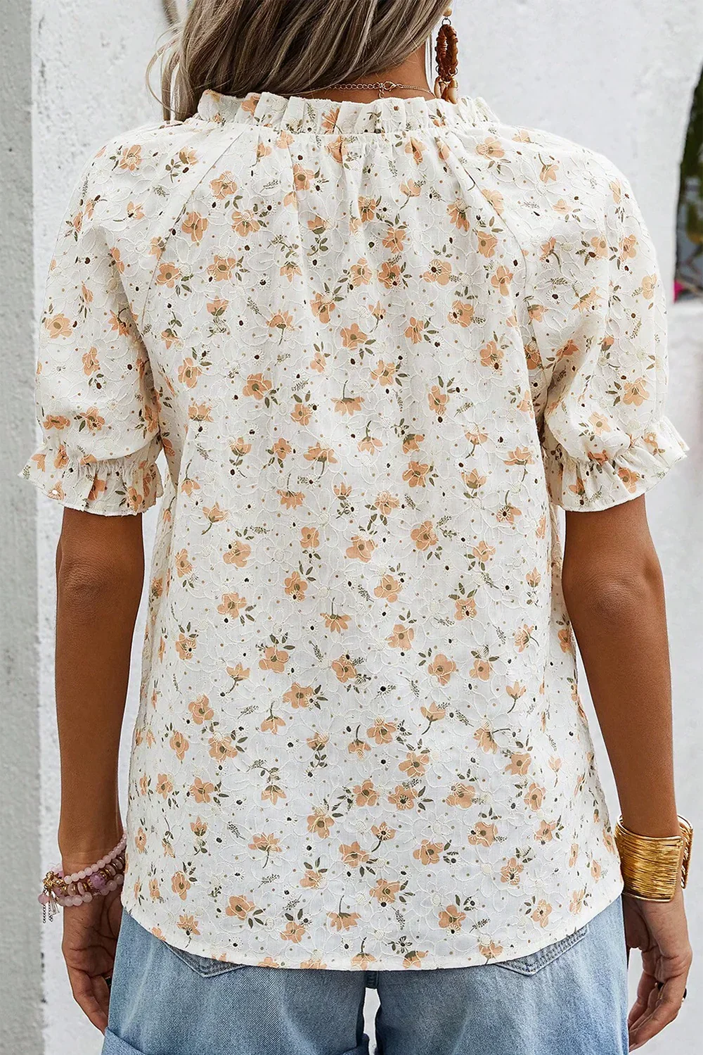 Yshel – Bluse mit Blumenmuster und Puffärmeln