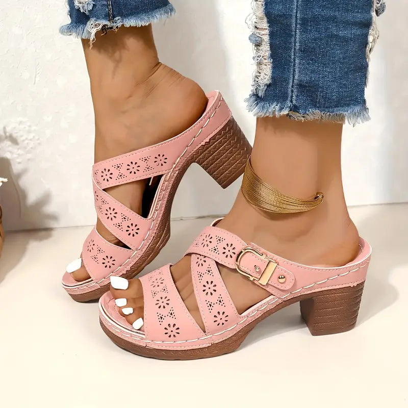 Nalira – Stilvolle Leder-Komfortsandalen mit Cut-Outs