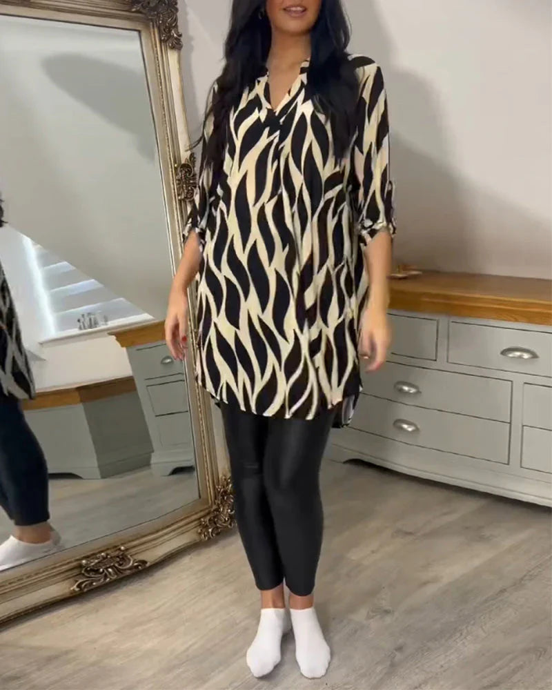 Mykaelae – Stylische Bluse mit abstraktem Print für Damen
