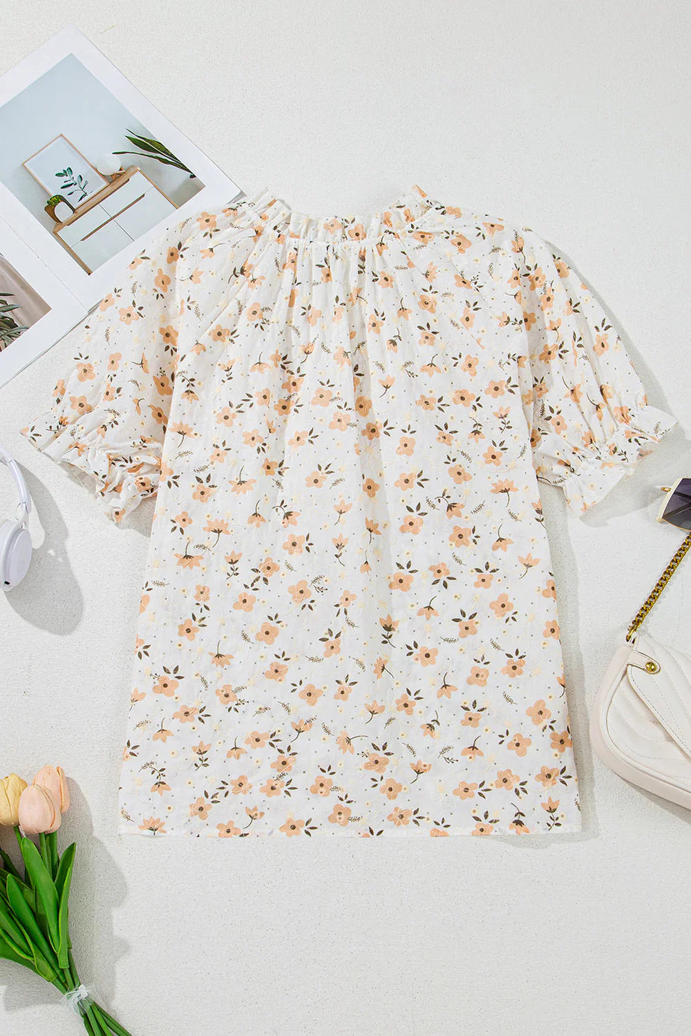 Yshel – Bluse mit Blumenmuster und Puffärmeln