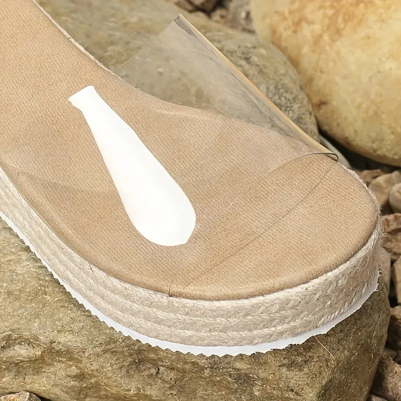 Ayumiya – Espadrille-Plateausandalen mit transparentem Riemen