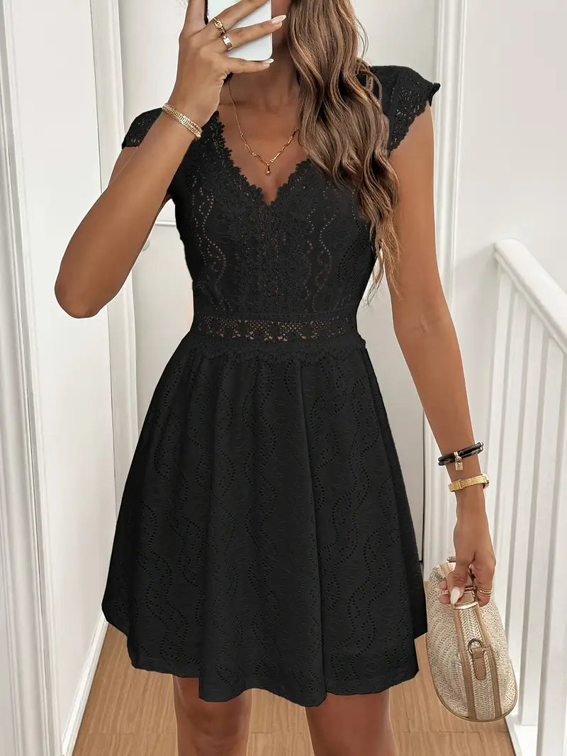 Avenleigh – Damen-A-Linien-Kleid mit Spitzenärmeln