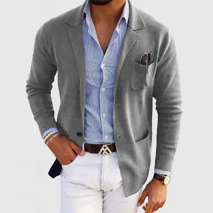 Eleganter Herrenblazer mit Taschen, lässigem Button-Down-Kragen und Revers – Nico