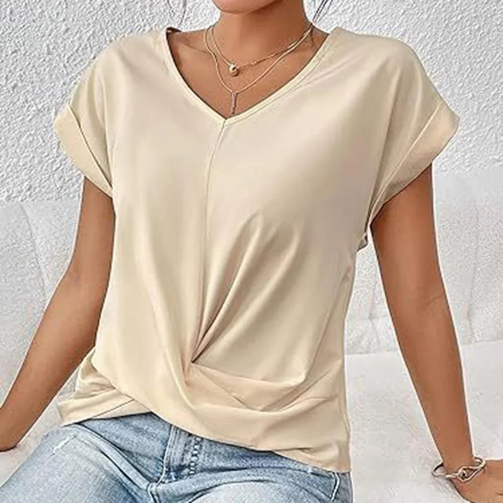 Avenya – Elegante, lässige Bluse mit V-Ausschnitt und Twist-Front