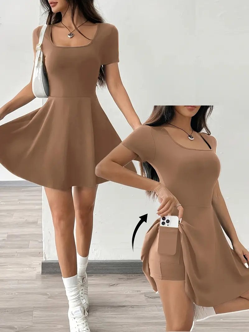Gudrun – Schickes Skaterkleid mit integrierten Shorts und Tasche