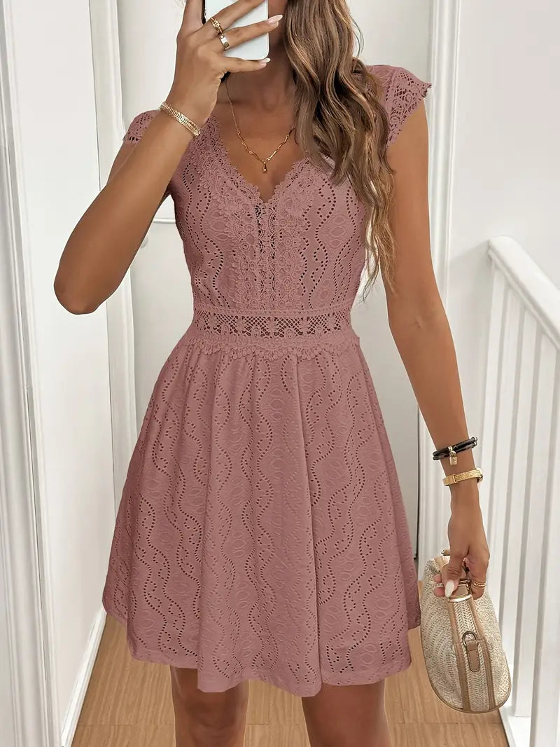 Avenleigh – Damen-A-Linien-Kleid mit Spitzenärmeln