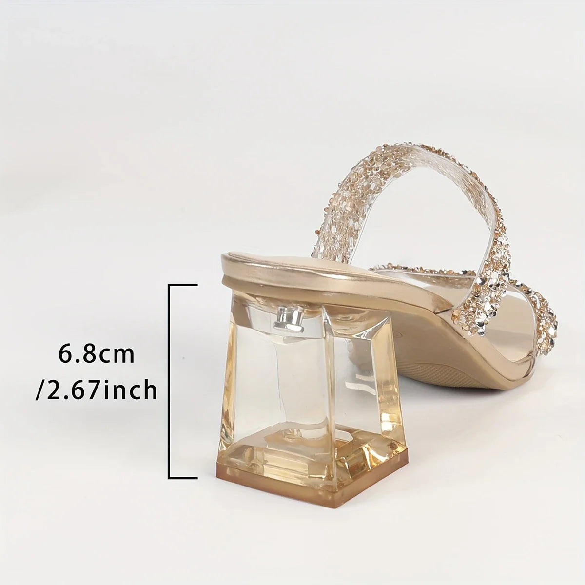 Auralynne – Transparente Sandalen mit Glitzerriemen und Blockabsatz
