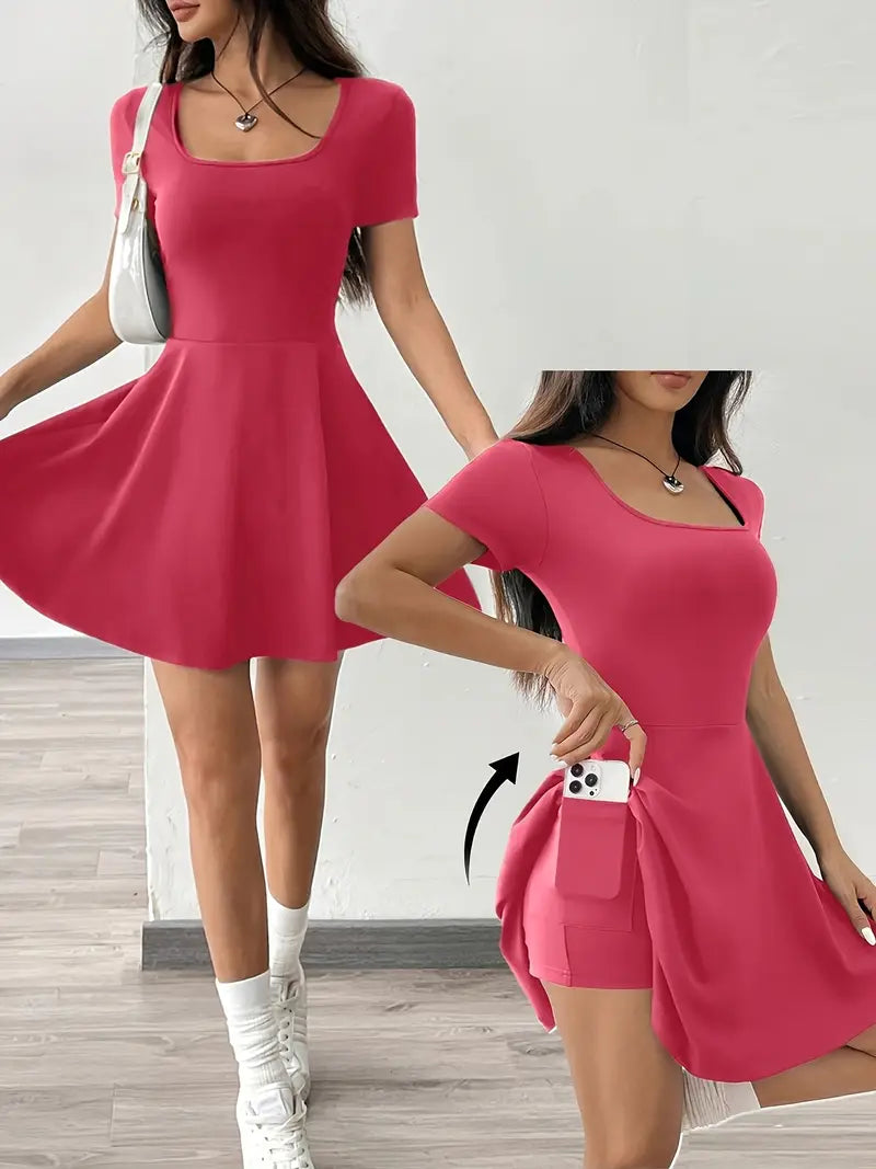 Gudrun – Schickes Skaterkleid mit integrierten Shorts und Tasche