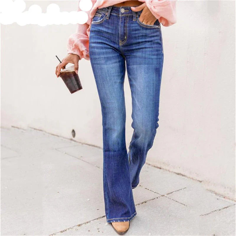 Quinette – Schwarze High-Rise-Bootcut-Jeans