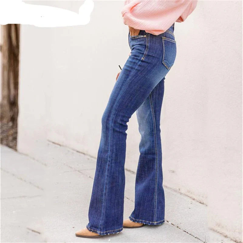Quinette – Schwarze High-Rise-Bootcut-Jeans