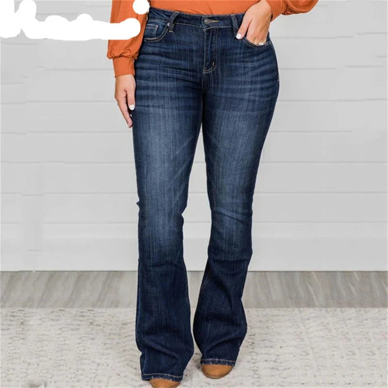 Quinette – Schwarze High-Rise-Bootcut-Jeans