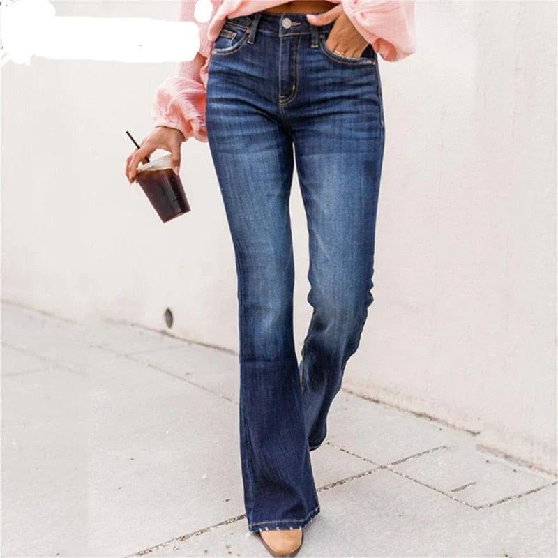 Quinette – Schwarze High-Rise-Bootcut-Jeans