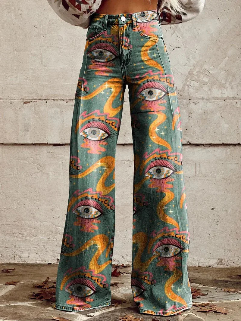 Janie – Weite Hose mit künstlerischem Print