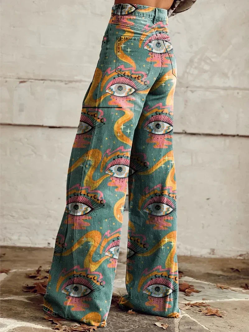 Janie – Weite Hose mit künstlerischem Print