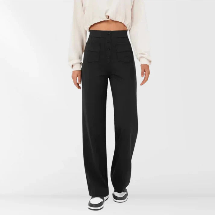 Iloura – Stilvolle Hose mit hohem Bund und weitem Bein und Knopfleiste