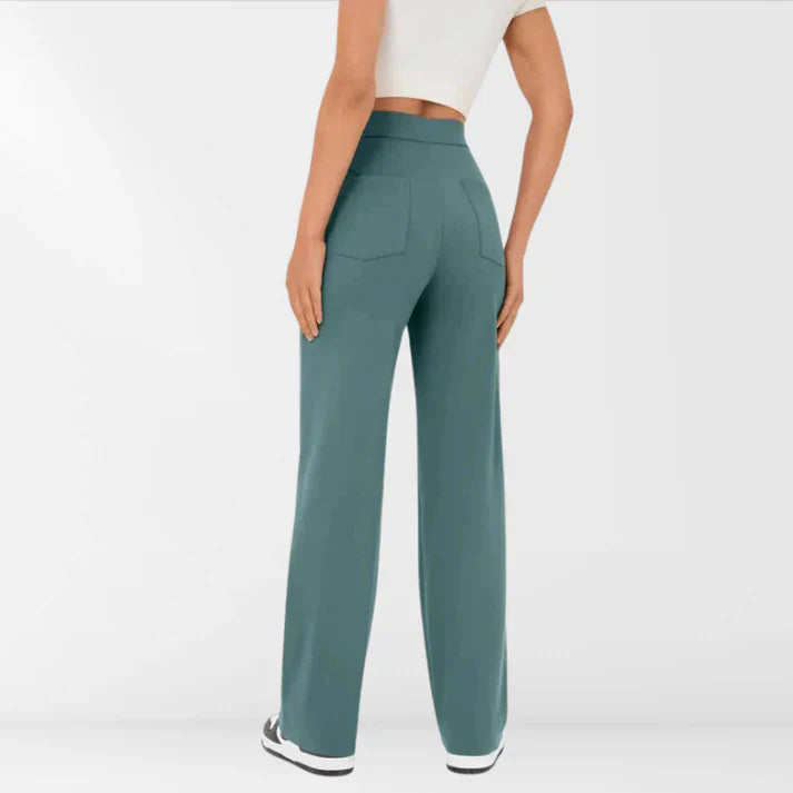 Iloura – Stilvolle Hose mit hohem Bund und weitem Bein und Knopfleiste