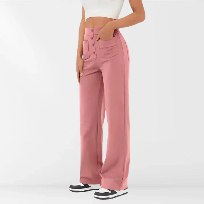 Iloura – Stilvolle Hose mit hohem Bund und weitem Bein und Knopfleiste