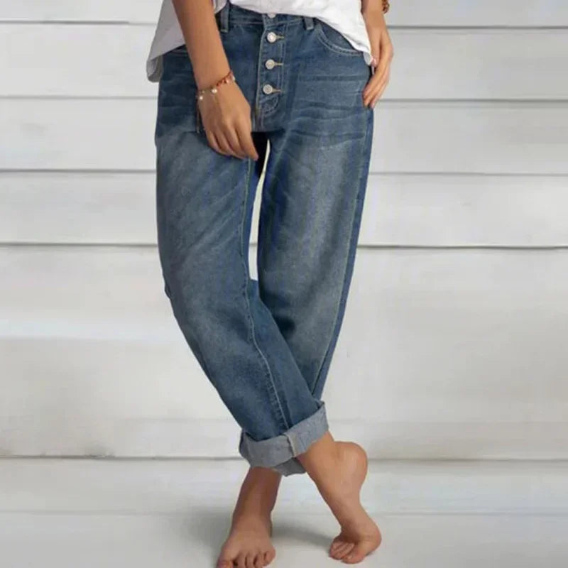 Mergene – Relaxed Fit Jeans mit Knopfleiste