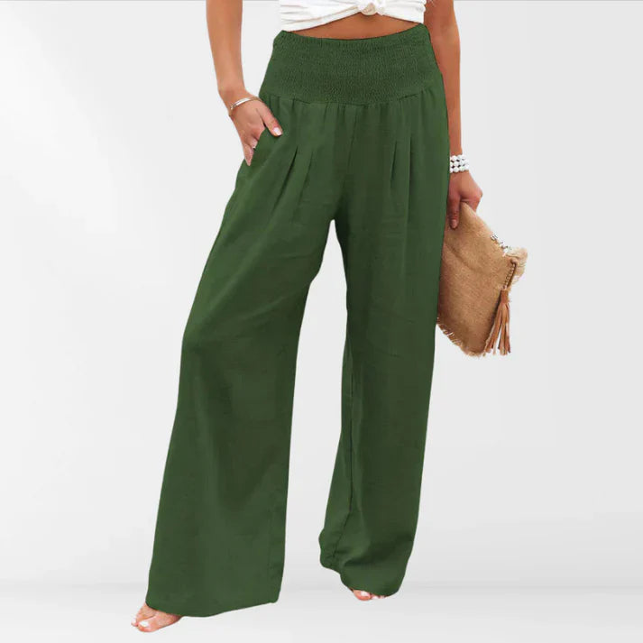 Rosvenna – Stilvolle Hose mit weitem Bein und gesmoktem Bund