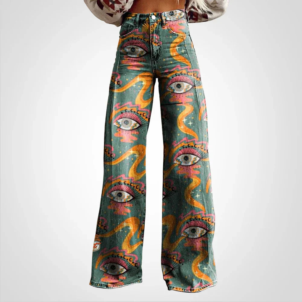 Janie – Weite Hose mit künstlerischem Print