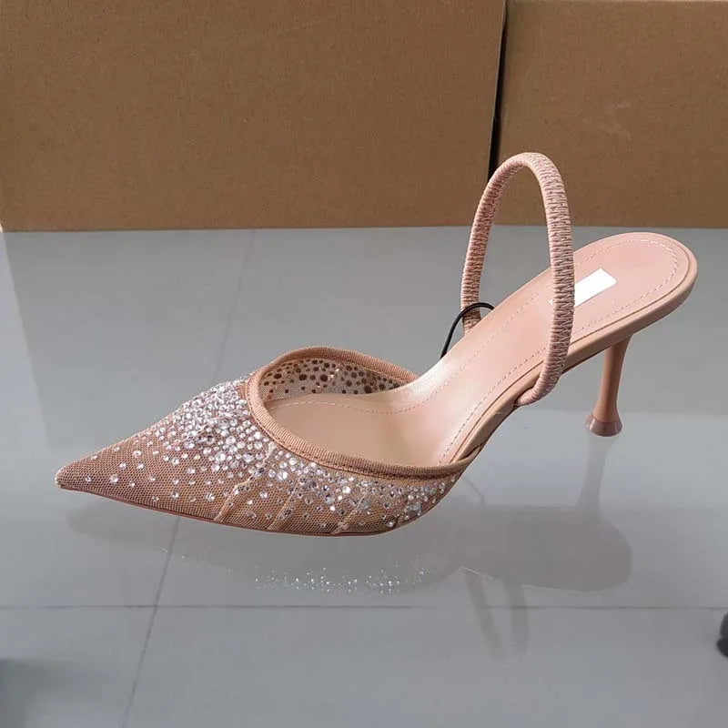 Roselith – Elegante Slingback-Pumps mit Strasssteinen in Nude