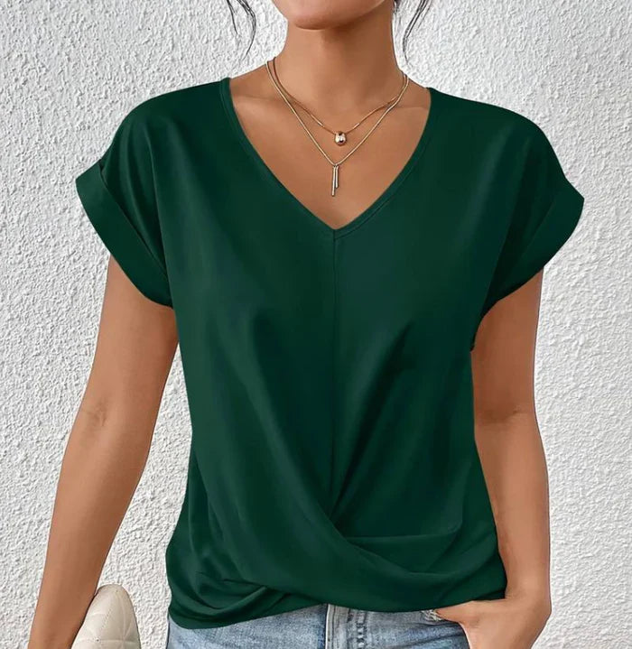 Avenya – Elegante, lässige Bluse mit V-Ausschnitt und Twist-Front