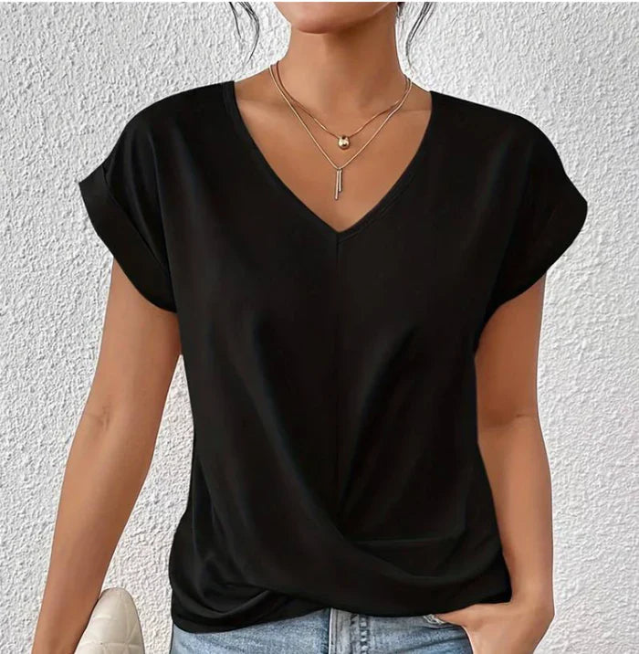 Avenya – Elegante, lässige Bluse mit V-Ausschnitt und Twist-Front