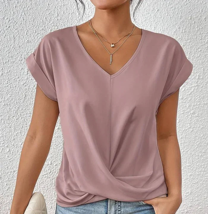 Avenya – Elegante, lässige Bluse mit V-Ausschnitt und Twist-Front