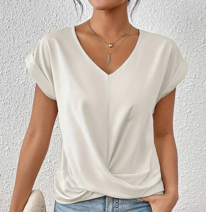 Avenya – Elegante, lässige Bluse mit V-Ausschnitt und Twist-Front