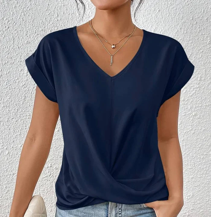 Avenya – Elegante, lässige Bluse mit V-Ausschnitt und Twist-Front