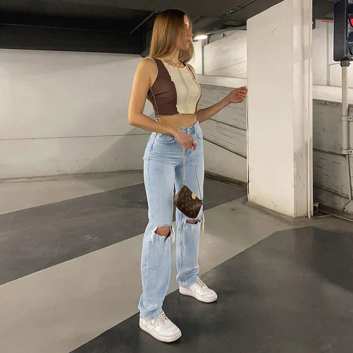 Ellina – High-Waist-Jeans in heller Waschung