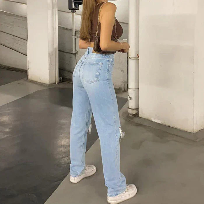 Ellina – High-Waist-Jeans in heller Waschung