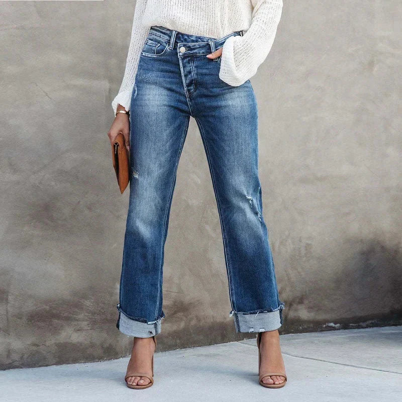 Fenara – High-Rise-Jeans mit Umschlag