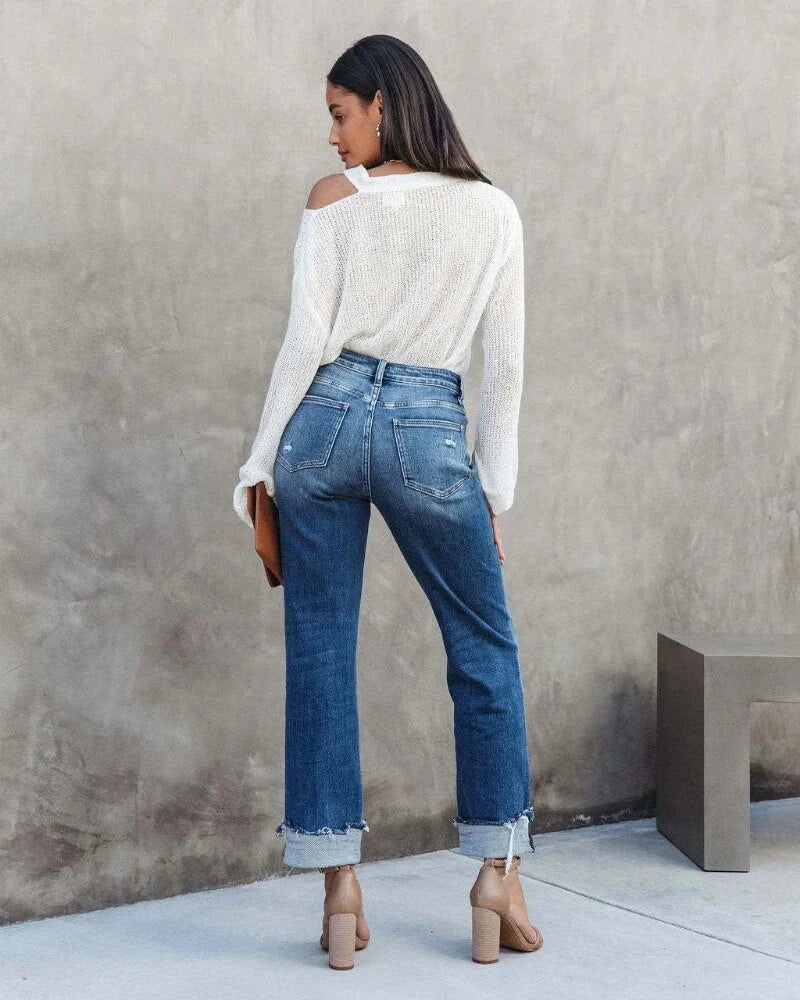 Fenara – High-Rise-Jeans mit Umschlag