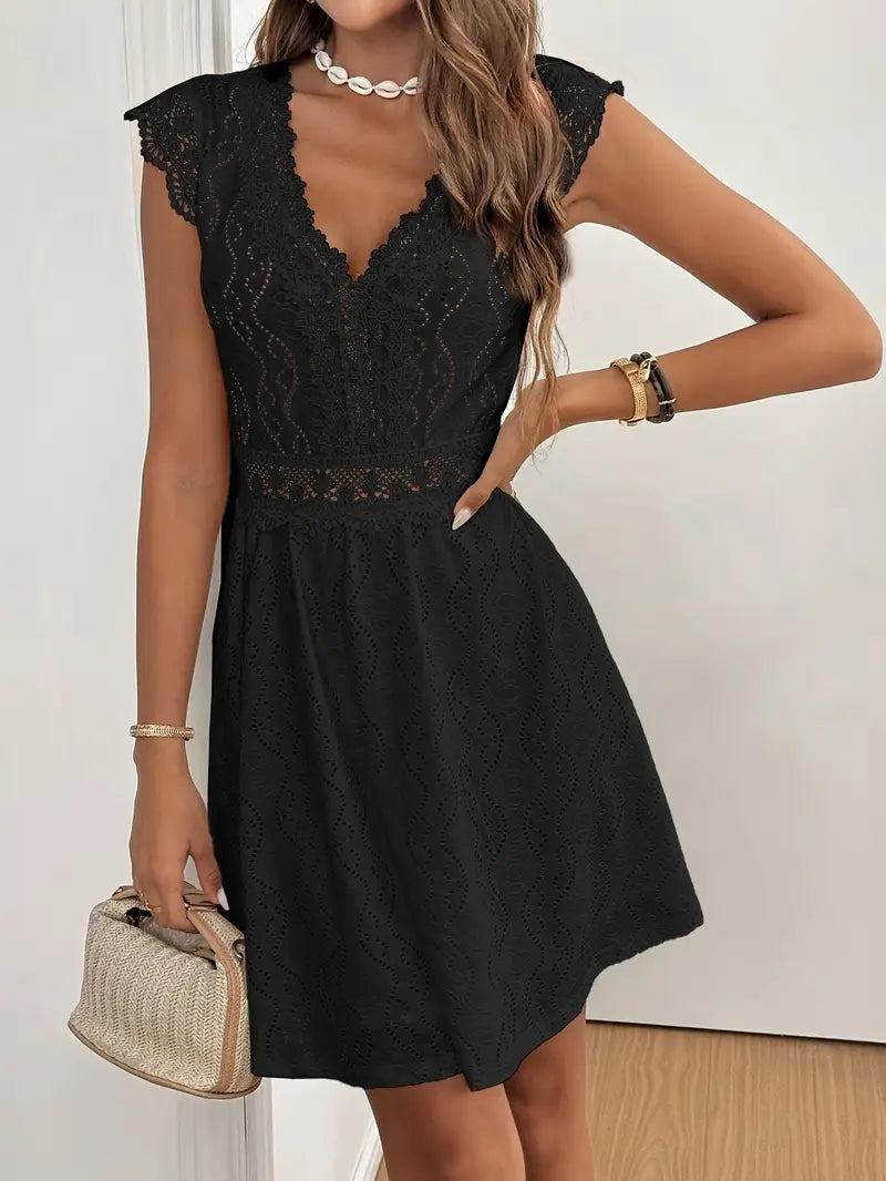 Avenleigh – Damen-A-Linien-Kleid mit Spitzenärmeln
