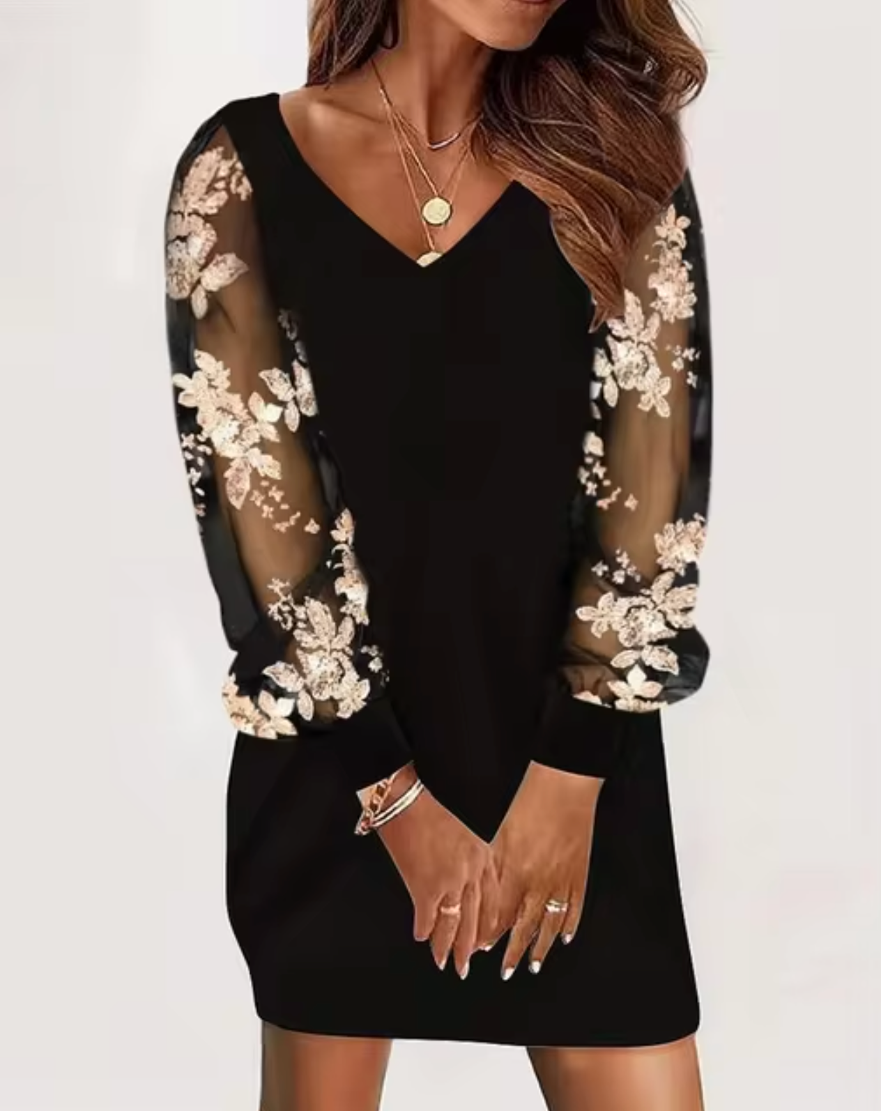 Zane – Elegantes Minikleid aus Spitze mit V-Ausschnitt