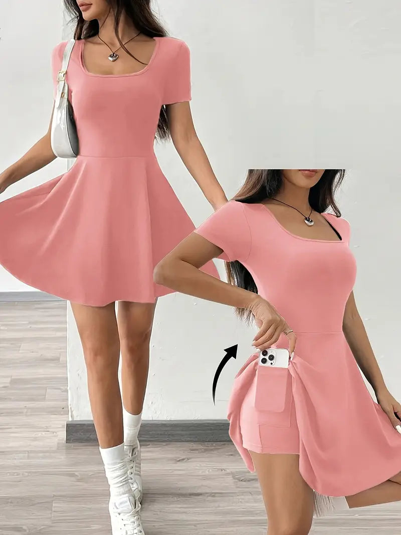 Gudrun – Schickes Skaterkleid mit integrierten Shorts und Tasche