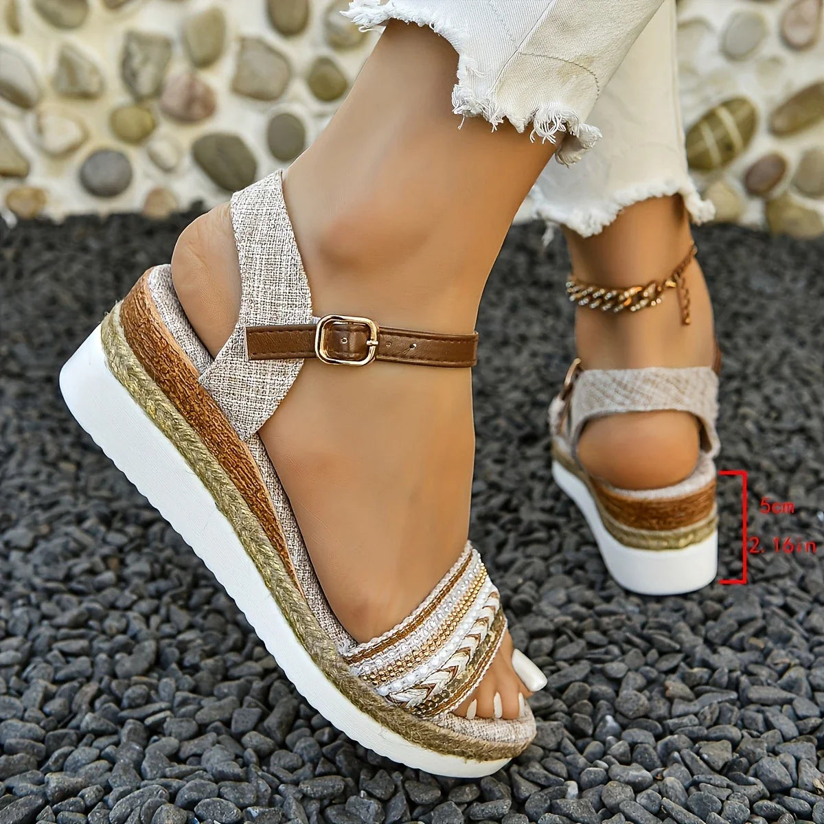 Nolienne – Stilvolle geflochtene Espadrille-Keilsandalen