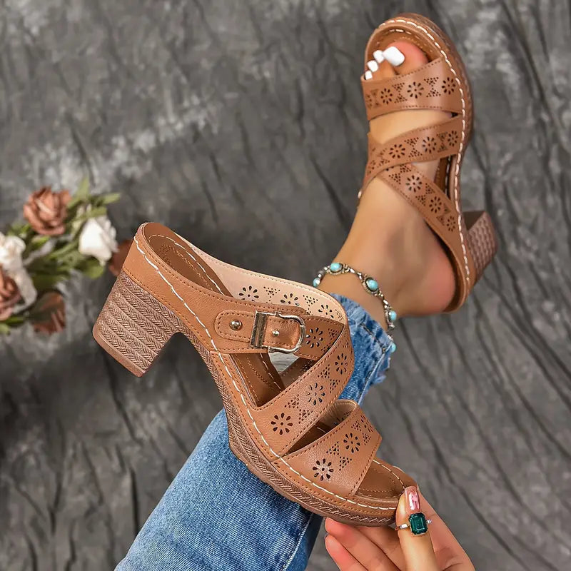 Nalira – Stilvolle Leder-Komfortsandalen mit Cut-Outs