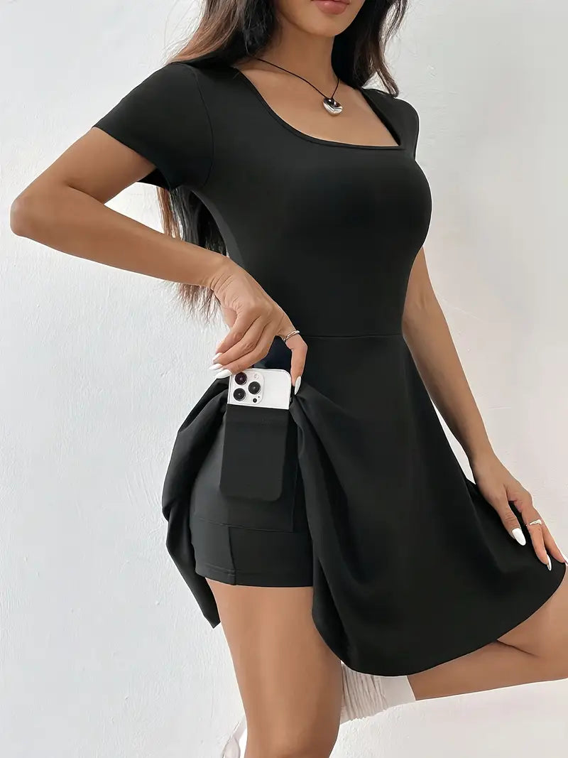 Gudrun – Schickes Skaterkleid mit integrierten Shorts und Tasche