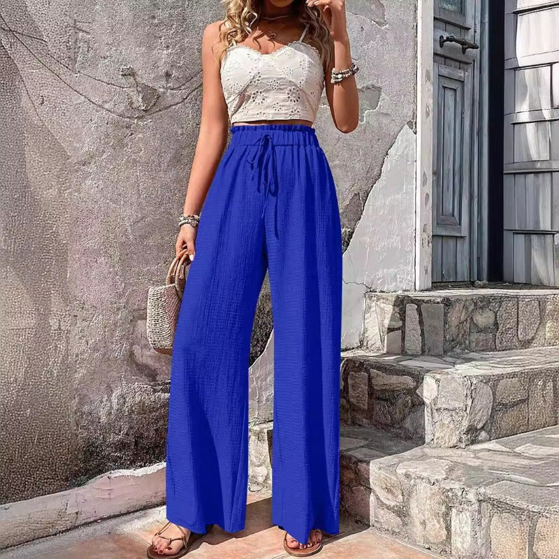 Brina – Hoch taillierte Hose mit weitem Bein und Kordelzug für Damen