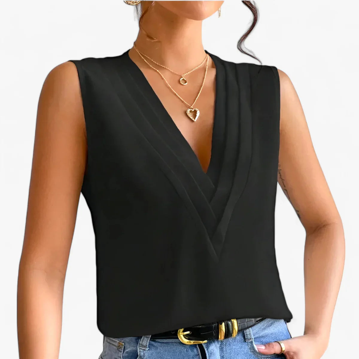 Talisse – Elegante ärmellose Bluse mit V-Ausschnitt