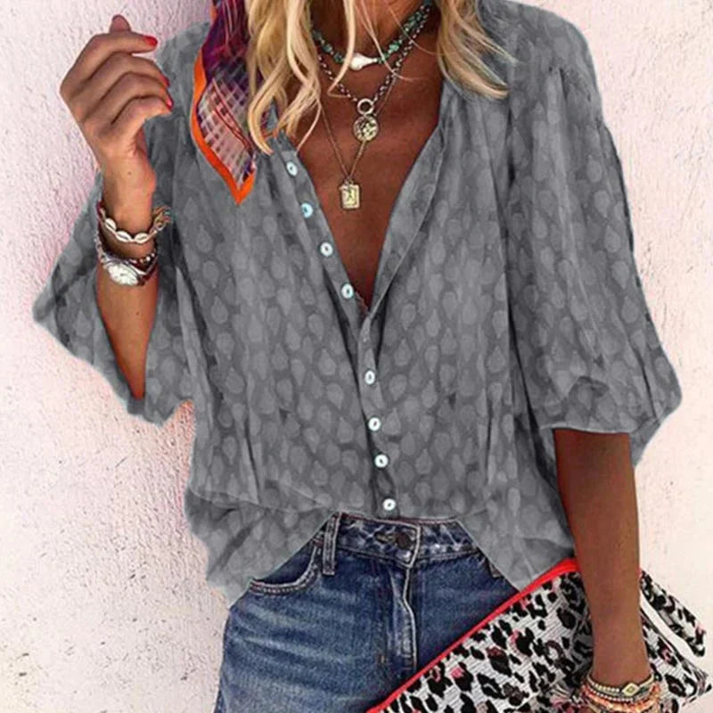 Alouen – Locker geschnittene Bluse mit Knopfleiste