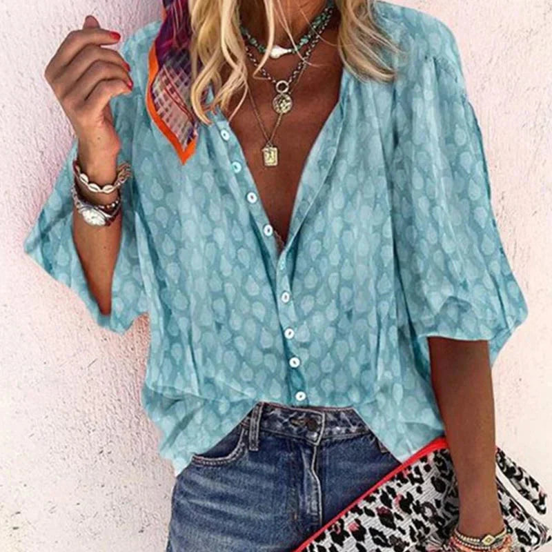 Alouen – Locker geschnittene Bluse mit Knopfleiste