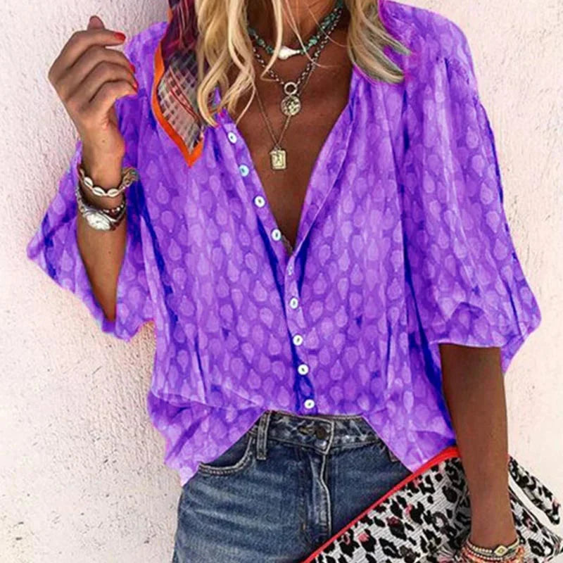 Alouen – Locker geschnittene Bluse mit Knopfleiste