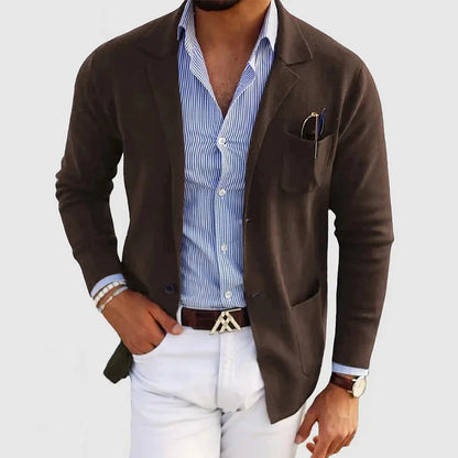 Eleganter Herrenblazer mit Taschen, lässigem Button-Down-Kragen und Revers  – Nico